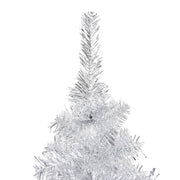 VidaXL Kunstkerstboom met verlichting en kerstballen 210 cm PET zilver - afbeelding 3