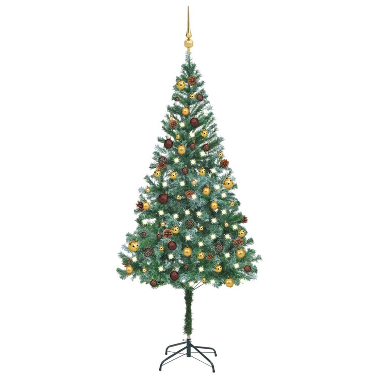 VidaXL Kunstkerstboom met verlichting kerstballen dennenappels 180 cm
