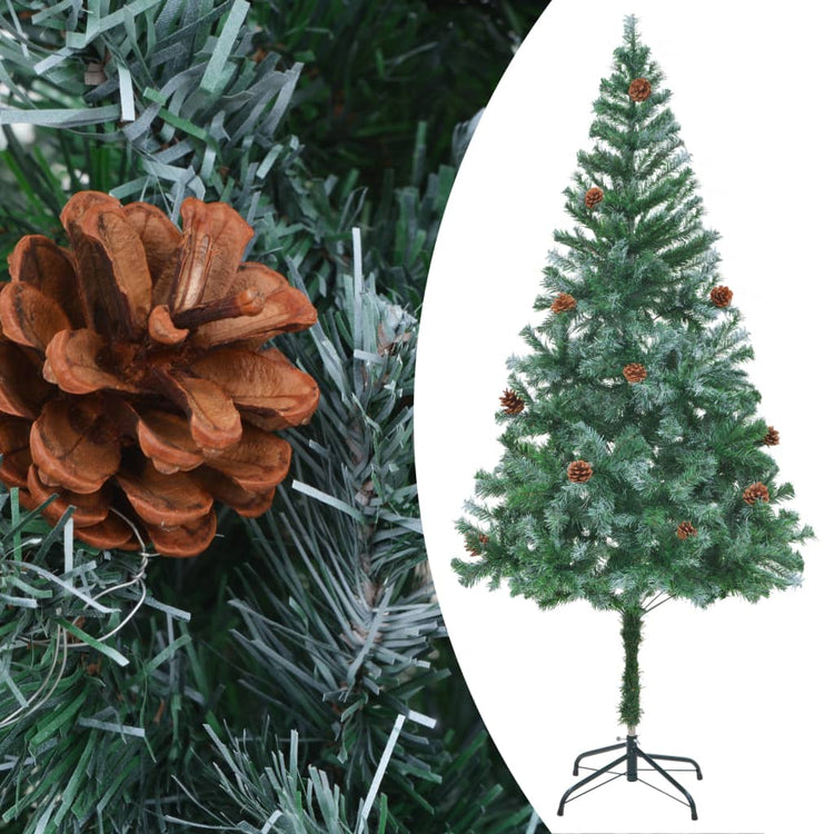 VidaXL Kunstkerstboom met verlichting kerstballen dennenappels 180 cm