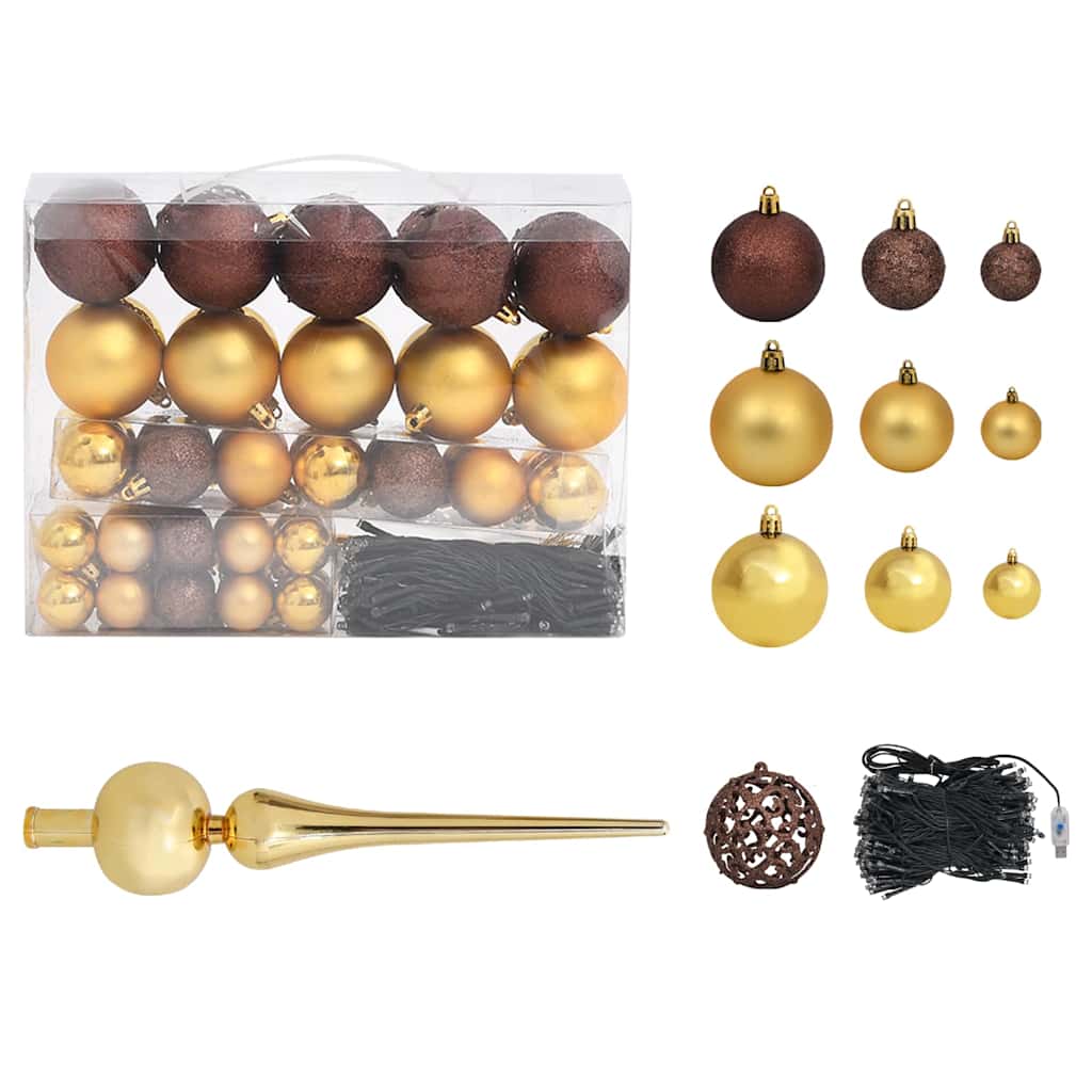 Vidaxl kunstkerstboom met verlichting en kerstballen 210 cm pvc groen