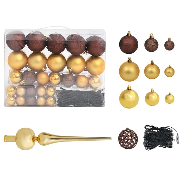 Vidaxl kunstkerstboom met verlichting en kerstballen 210 cm pvc groen