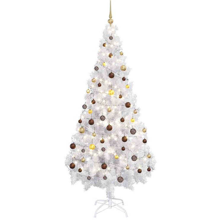 Vidaxl kunstkerstboom met verlichting en kerstballen 180 cm pvc wit