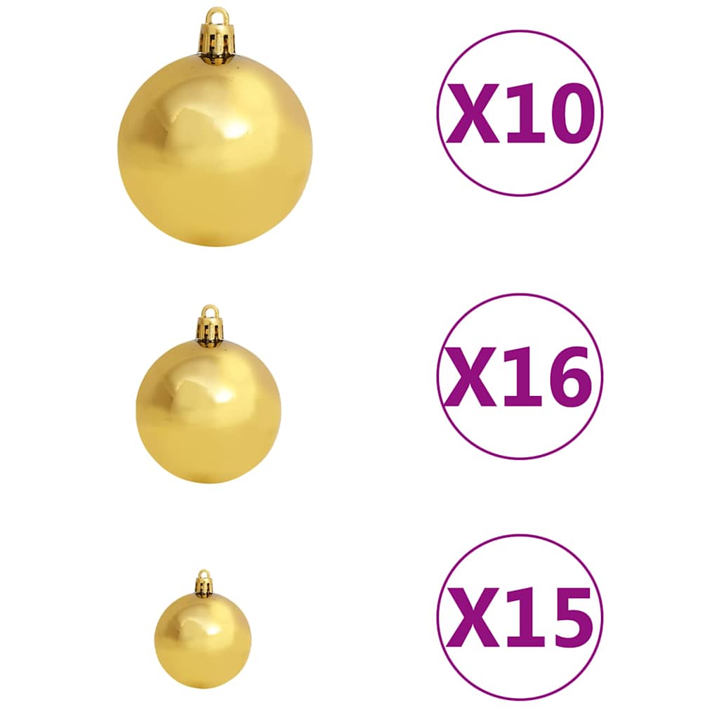 Vidaxl kunstkerstboom met verlichting en kerstballen 180 cm pvc wit