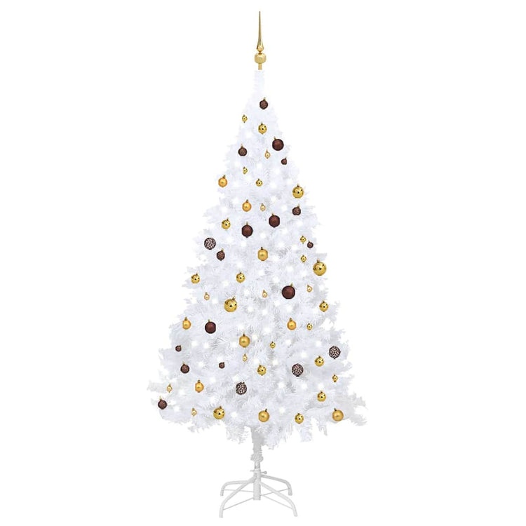 Vidaxl kunstkerstboom met verlichting en kerstballen 240 cm wit