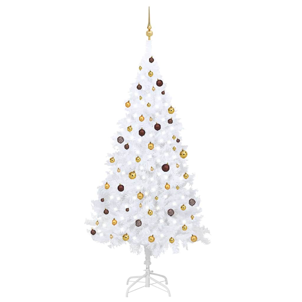 Vidaxl kunstkerstboom met verlichting en kerstballen 240 cm wit