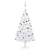 Vidaxl kunstkerstboom met verlichting en kerstballen 240 cm wit - afbeelding 1