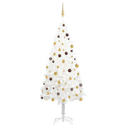 Vidaxl kunstkerstboom met verlichting en kerstballen 240 cm wit - afbeelding 1