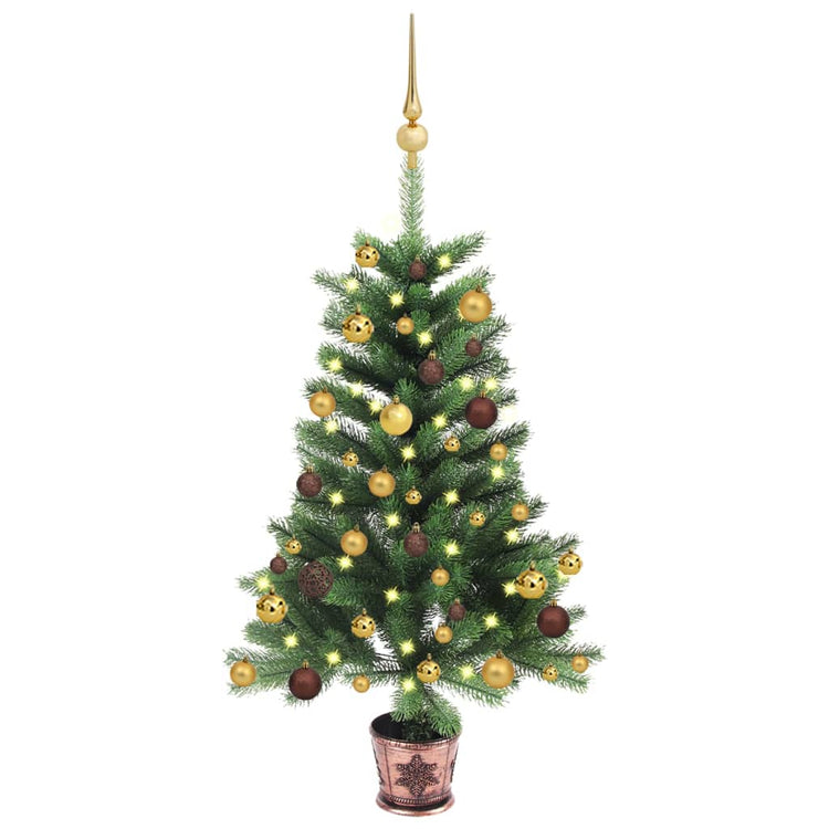 VidaXL Kunstkerstboom met verlichting en kerstballen 65 cm groen