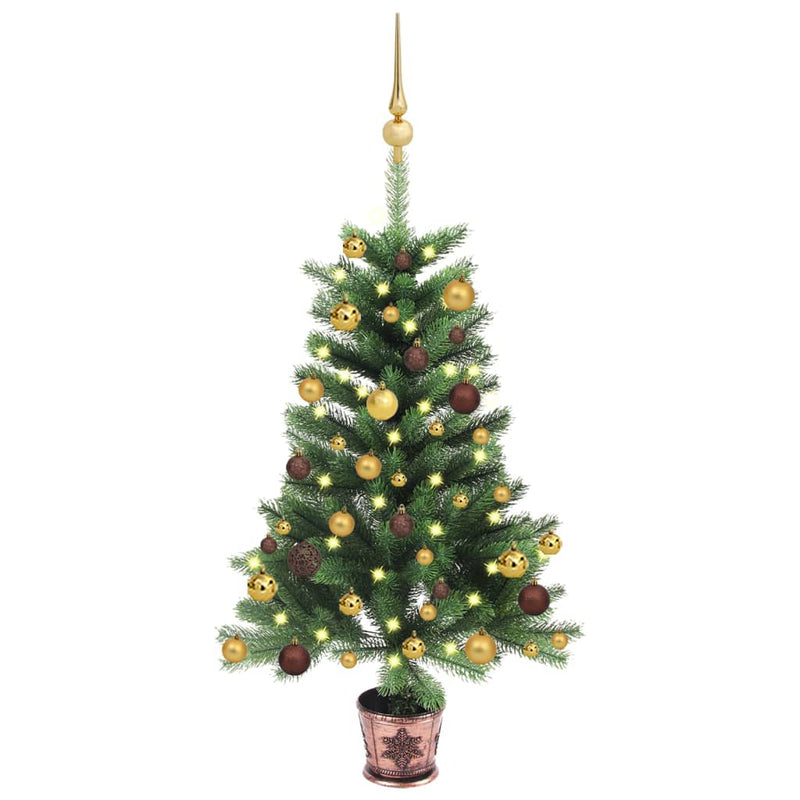 VidaXL Kunstkerstboom met verlichting en kerstballen 65 cm groen