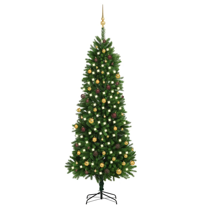 VidaXL Kunstkerstboom met verlichting en kerstballen 240 cm groen