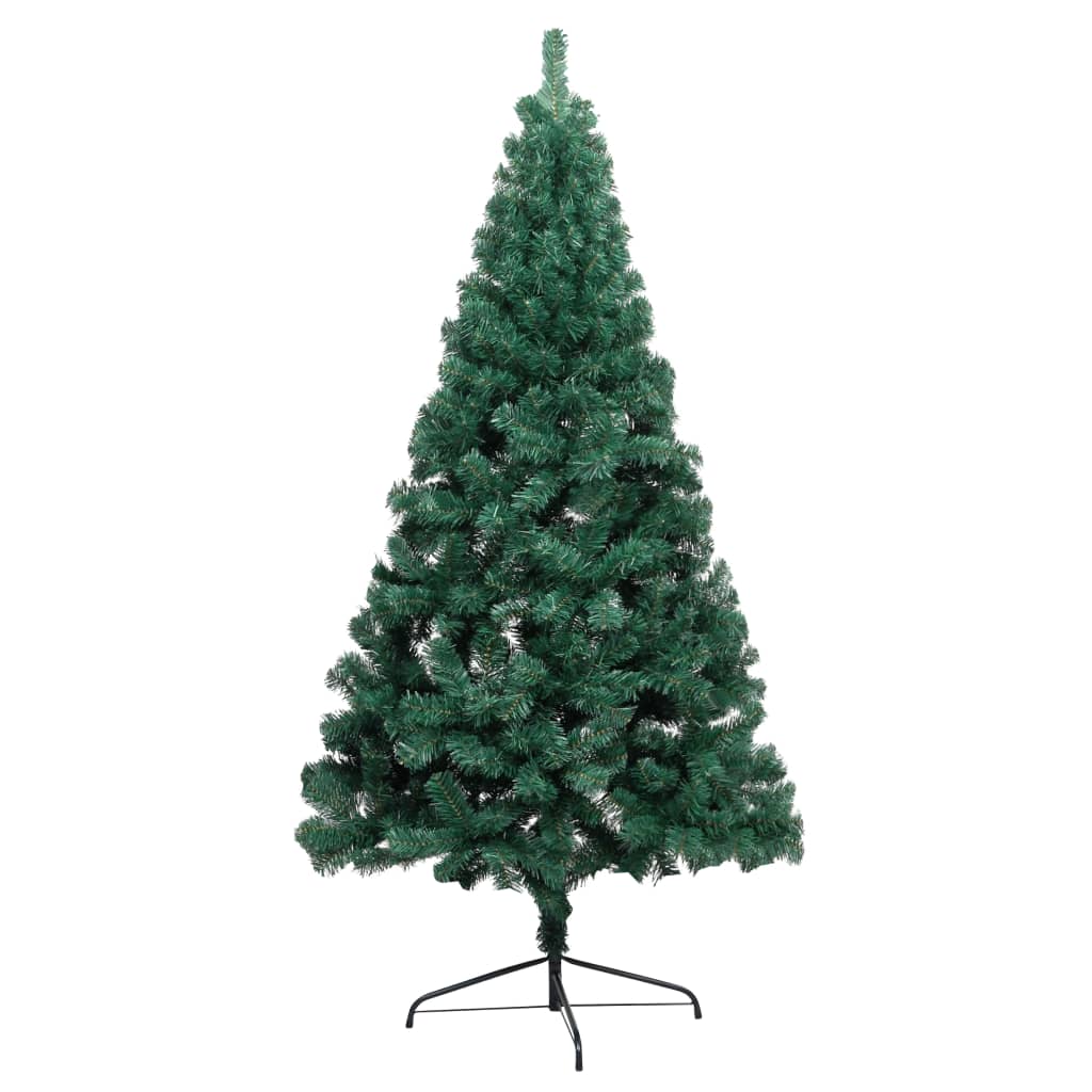 VidaXL Kunstkerstboom met verlichting en kerstballen half 180 cm groen