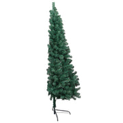 Vidaxl kunstkerstboom met verlichting en kerstballen half 210 cm groen - afbeelding 3