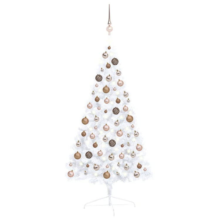VidaXL Kunstkerstboom met verlichting en kerstballen half 120 cm wit