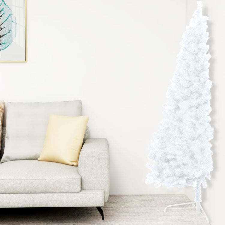 VidaXL Kunstkerstboom met verlichting en kerstballen half 150 cm wit