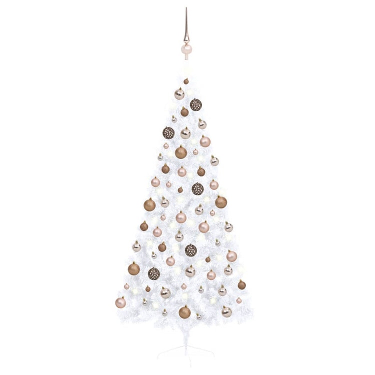 VidaXL Kunstkerstboom met verlichting en kerstballen half 180 cm wit