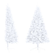 VidaXL Kunstkerstboom met verlichting en kerstballen half 180 cm wit - afbeelding 3
