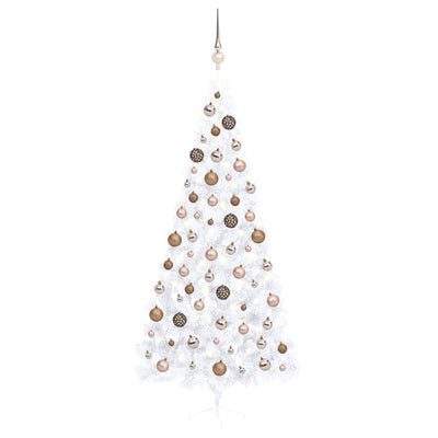 Vidaxl kunstkerstboom met verlichting en kerstballen half 240 cm wit