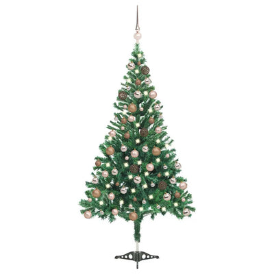 Vidaxl kunstkerstboom met verlichting en kerstballen 230 takken 120 cm