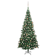 VidaXL Kunstkerstboom met verlichting en kerstballen L 240 cm groen - afbeelding 1