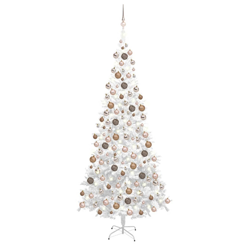 VidaXL Kunstkerstboom met verlichting en kerstballen L 240 cm wit