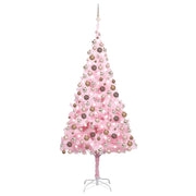 VidaXL Kunstkerstboom met verlichting en kerstballen 210 cm PVC roze - afbeelding 1