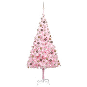 VidaXL Kunstkerstboom met verlichting en kerstballen 240 cm PVC roze - afbeelding 1