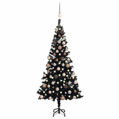 Vidaxl kunstkerstboom met verlichting en kerstballen 120 cm pvc zwart