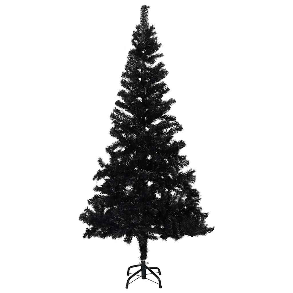 Vidaxl kunstkerstboom met verlichting en kerstballen 120 cm pvc zwart