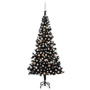 VidaXL Kunstkerstboom met verlichting en kerstballen 240 cm PVC zwart - afbeelding 1