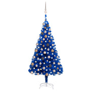 VidaXL Kunstkerstboom met verlichting en kerstballen 180 cm PVC blauw - afbeelding 1