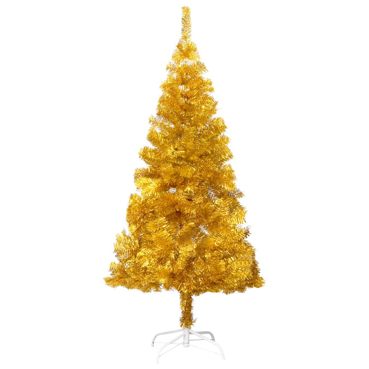 VidaXL Kunstkerstboom met verlichting en kerstballen 120 cm PET goud