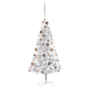 VidaXL Kunstkerstboom met verlichting en kerstballen 150 cm PET zilver - afbeelding 1