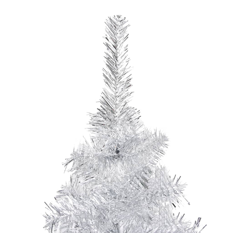 VidaXL Kunstkerstboom met verlichting en kerstballen 210 cm PET zilver