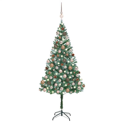 Vidaxl kunstkerstboom met verlichting kerstballen dennenappels 180 cm