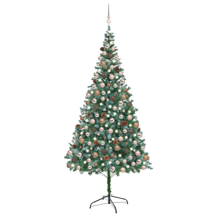 VidaXL Kunstkerstboom met verlichting kerstballen dennenappels 210 cm