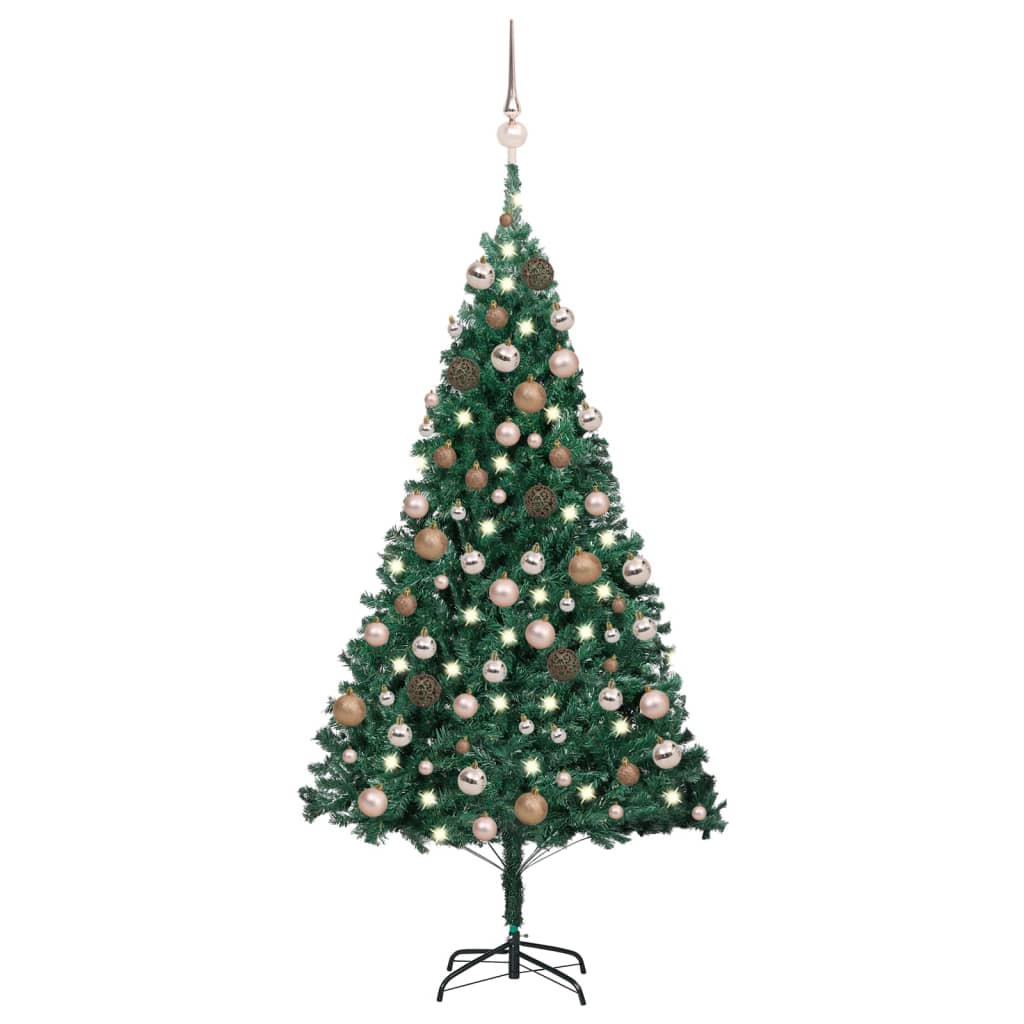 VidaXL Kunstkerstboom met verlichting en kerstballen 120 cm PVC groen