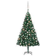 VidaXL Kunstkerstboom met verlichting en kerstballen 120 cm PVC groen - afbeelding 1