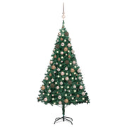 VidaXL Kunstkerstboom met verlichting en kerstballen 180 cm PVC groen - afbeelding 1