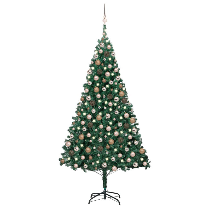 VidaXL Kunstkerstboom met verlichting en kerstballen 240 cm groen