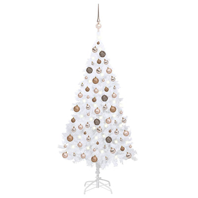 Vidaxl kunstkerstboom met verlichting en kerstballen 120 cm pvc wit
