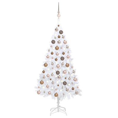 Vidaxl kunstkerstboom met verlichting en kerstballen 120 cm pvc wit