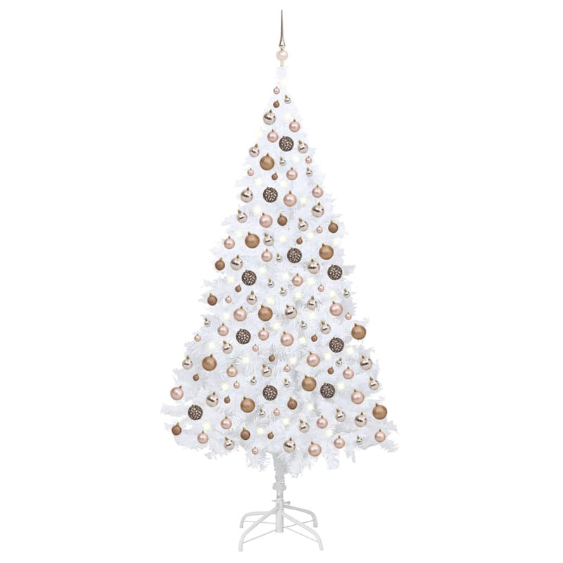 VidaXL Kunstkerstboom met verlichting en kerstballen 240 cm wit