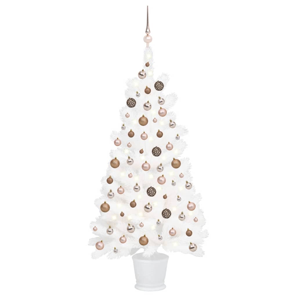 VidaXL Kunstkerstboom met verlichting en kerstballen 90 cm wit