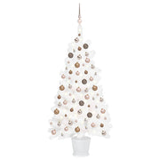 VidaXL Kunstkerstboom met verlichting en kerstballen 90 cm wit - afbeelding 1