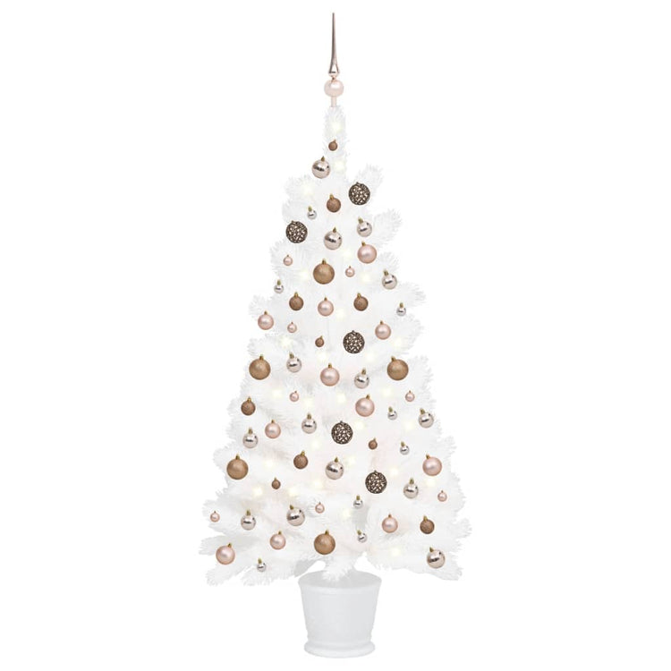 VidaXL Kunstkerstboom met verlichting en kerstballen 90 cm wit