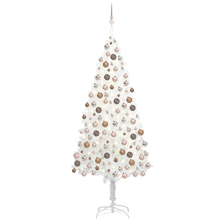 VidaXL Kunstkerstboom met verlichting en kerstballen 210 cm PVC wit