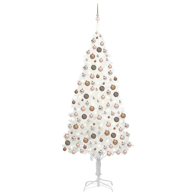 VidaXL Kunstkerstboom met verlichting en kerstballen 240 cm wit
