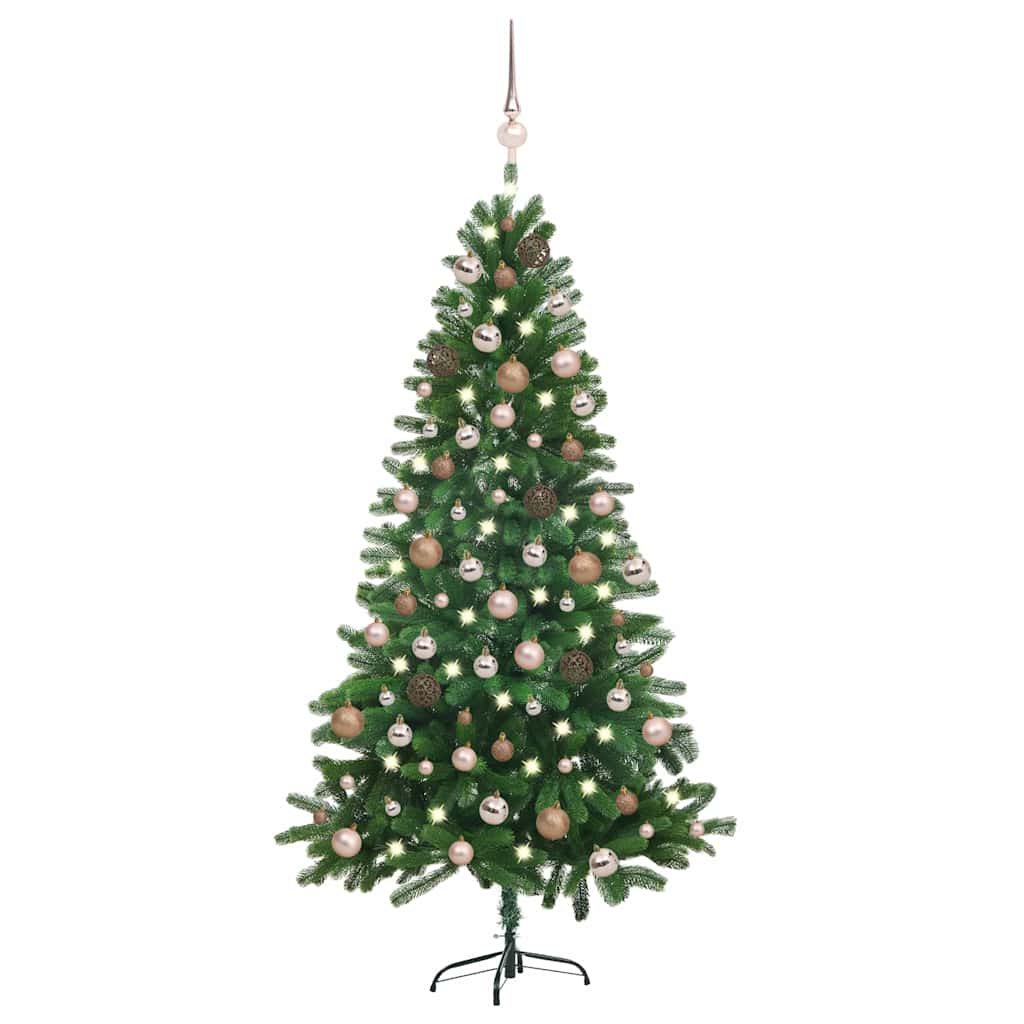 Vidaxl kunstkerstboom met verlichting en kerstballen 150 cm groen