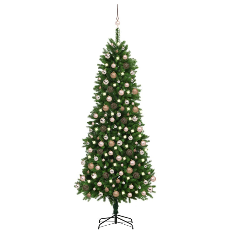 VidaXL Kunstkerstboom met verlichting en kerstballen 240 cm groen