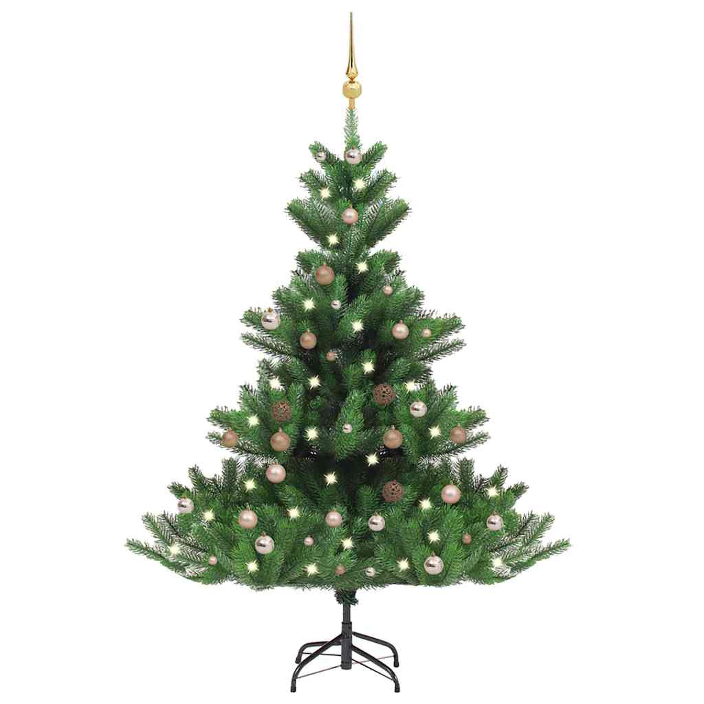 Vidaxl kunstkerstboom nordmann met led's en kerstballen 150 cm groen